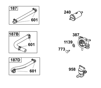 Fuel Supply Group Diagram and Parts List for 31S977-0012-B5 200000 - 399999 Briggs and Stratton Engine